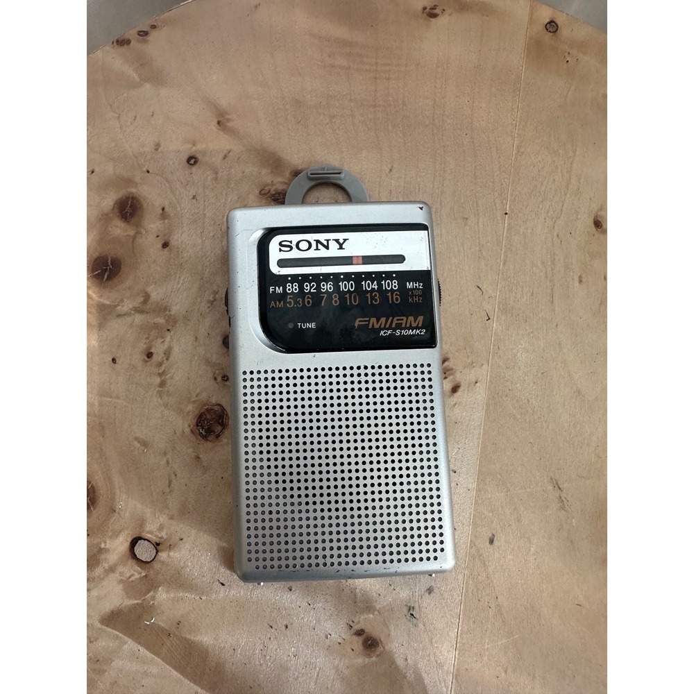 Sony ICF-S10MK2 Portable FM AM Radio Silver with MDR-023 Headphones Bundle